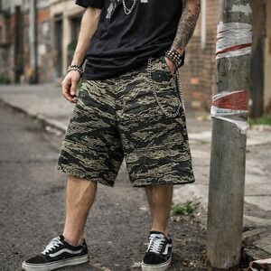 Y2K Ecko Unltd Tiger Camo Moto Shorts Sz 42 Baggy Skater Indie Sleaze Urban